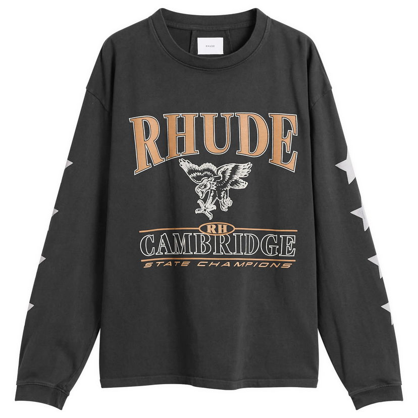 Тениска Rhude Rhude Cambridge State Champs Long Sleeve T-Shirt Черно | RHPF25TT15012-0027