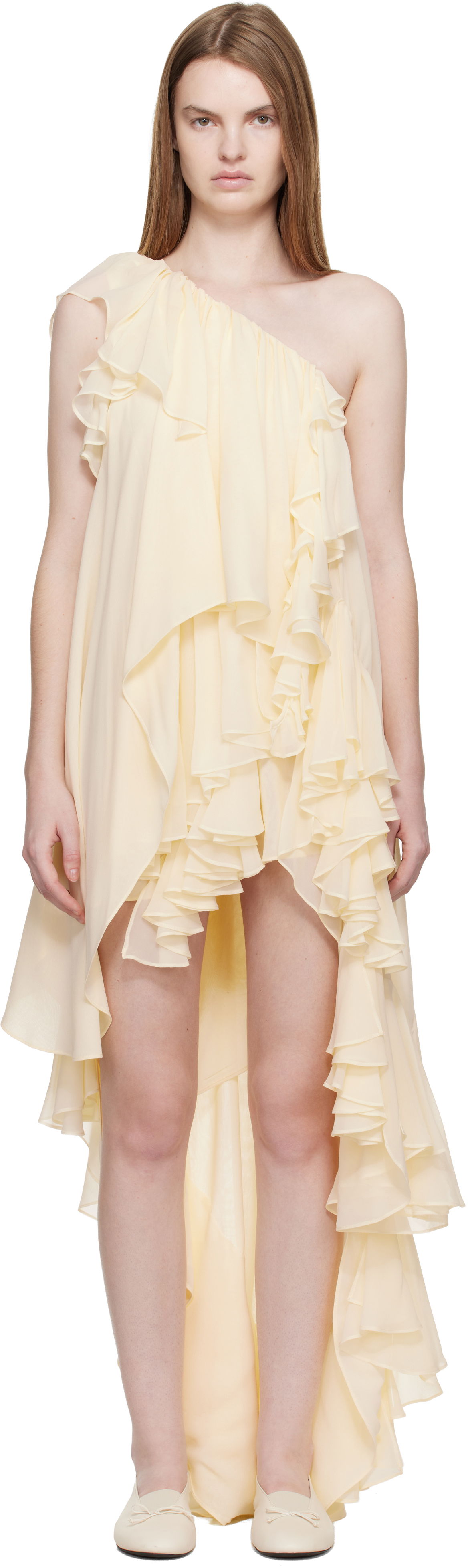 Pокля Collina Strada Collina Strada Violet Ruffled Asymmetric One-Shoulder High-Low Dress Жълто | XX4041, 0