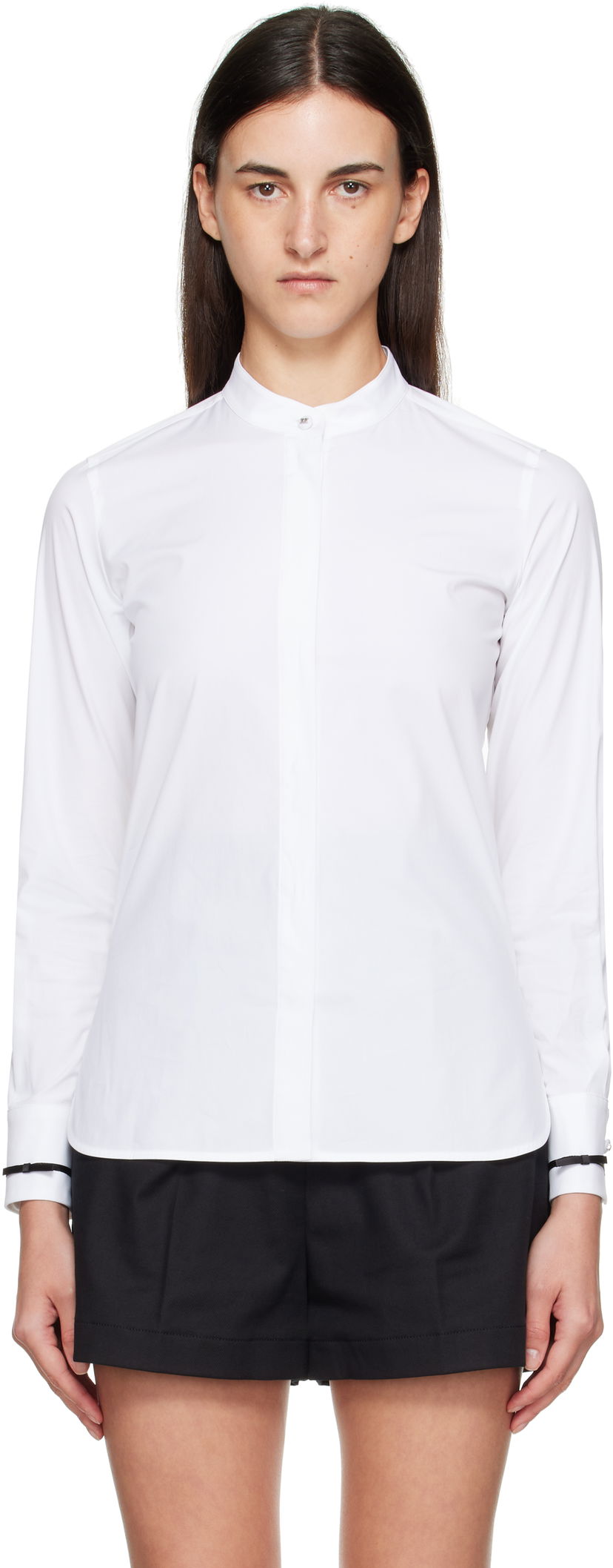Риза Max Mara Max Mara Otranto Stand Collar Long Sleeve Shirt Бяло | 2521116041600