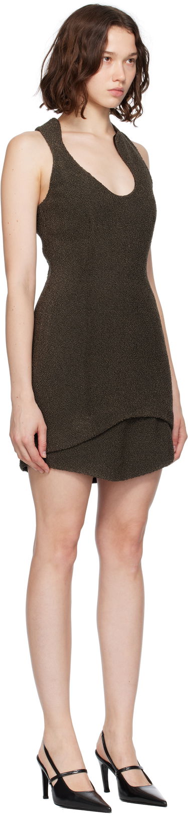 Pокля FERRAGAMO Ferragamo Green Bouclé Minidress Кафяво | 782797, 1