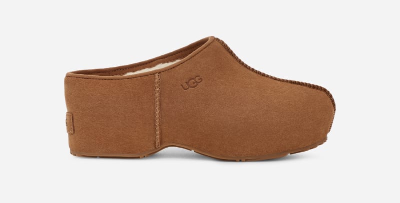 Кецове и обувки UGG ® Cottage Clog in Brown, Size 4, Leather Бежово | 1143834-CHE