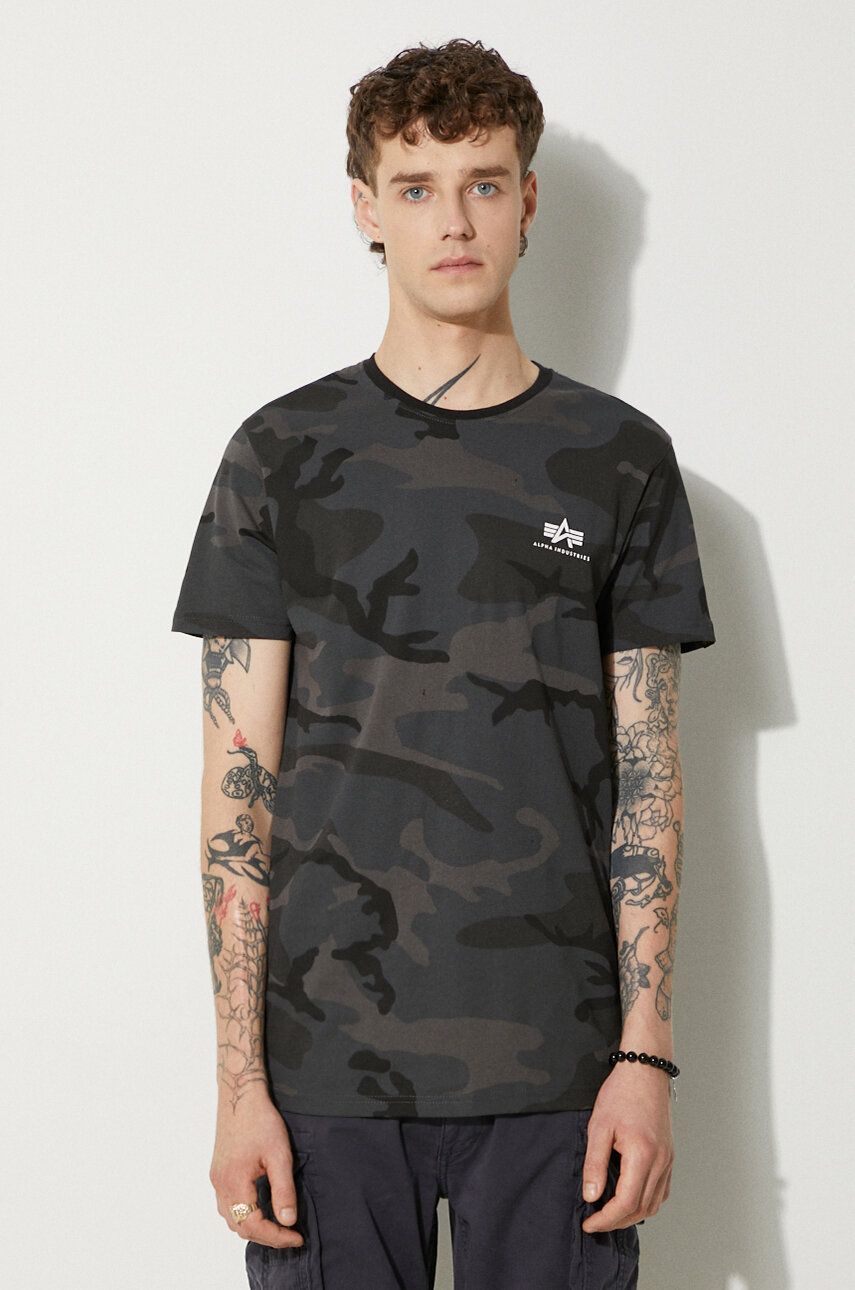 Тениска Alpha Industries Men's Camo T-Shirt with Short Sleeves Сиво | 128507C.125, 0