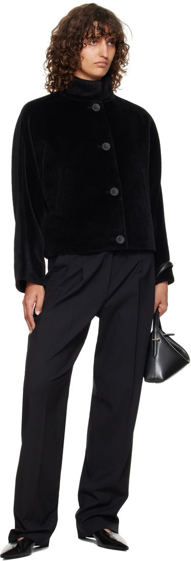 Яке Max Mara Caladio Cropped Textured High Neck Button-Up Jacket Черно | 2526086091600, 3