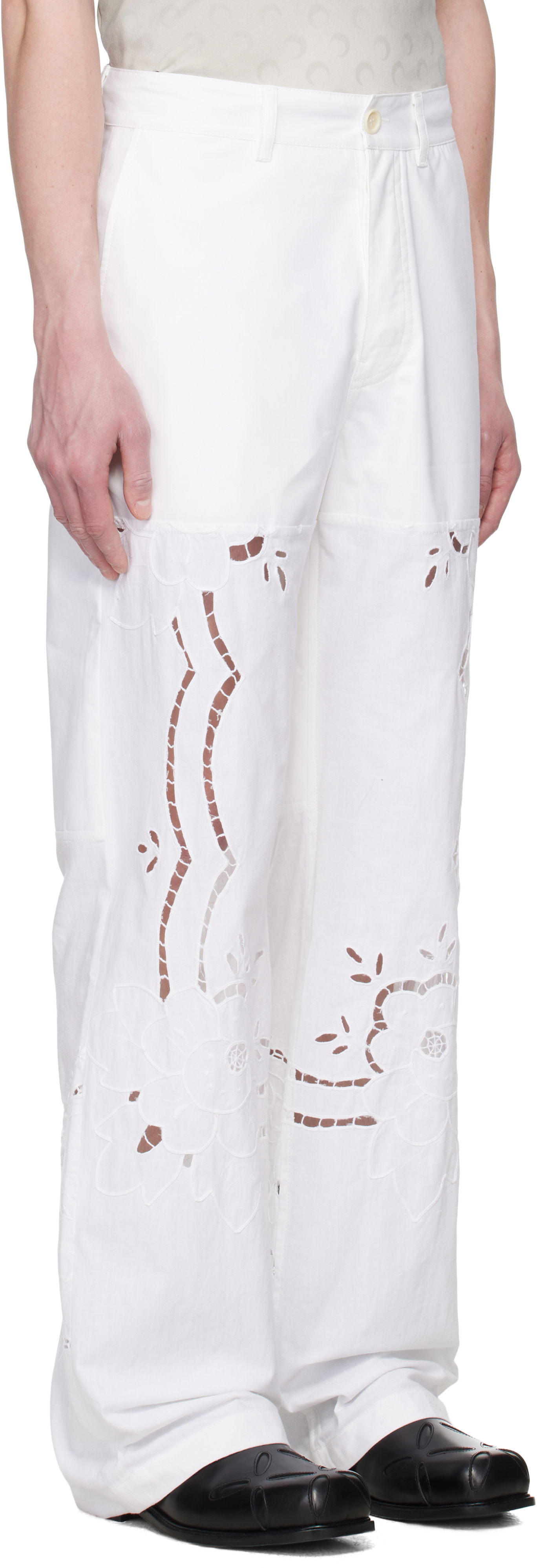 Панталони Marine Serre Marine Serre Regenerated Household Linen Wide Leg Trousers Бяло | UPA056A UWOV0007, 1