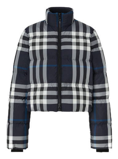 Пухо яке Burberry Night Check Cropped Puffer Jacket Тъмно синьо | 8057842