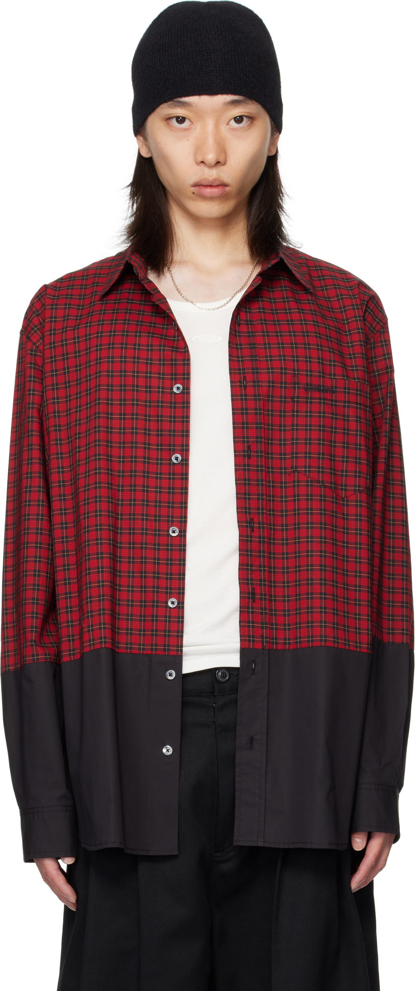 Риза VETEMENTS VETEMENTS Splitted Plaid Shirt Червено | UH76SH630RB