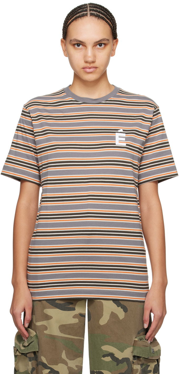 Тениска Études Striped T-Shirt With Patch Сиво | E24MM104A021S1