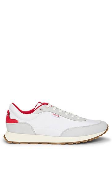 Облекло BOSS HUGO Mixed-Material Logo Flag Trainers Бяло | 50542721, 1