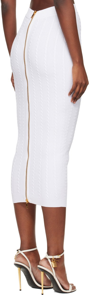 Пола Balmain Cable-Knit Button-Front Midi Skirt Бяло | FF1LD066KI50, 2