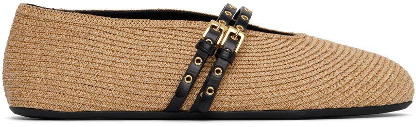 Облекло Alaïa ALAÏA Paper Straw Ballerina Flats Бежово | AA3A058TK036, 0