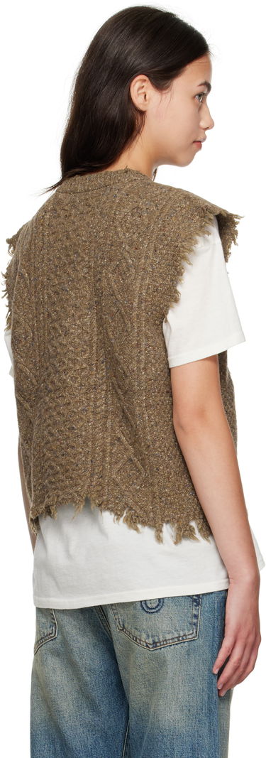 Пуловер R13 R13 Boyfriend Cable Knit Wool Vest Кафяво | R13WY228-Y209A, 2
