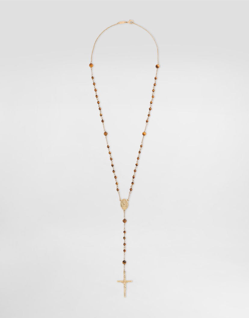 Колие Dolce & Gabbana Dolce & Gabbana Tiger Eye and Gold-Tone Rosary Necklace Кафяво | WNR5S1W1111ZOO00