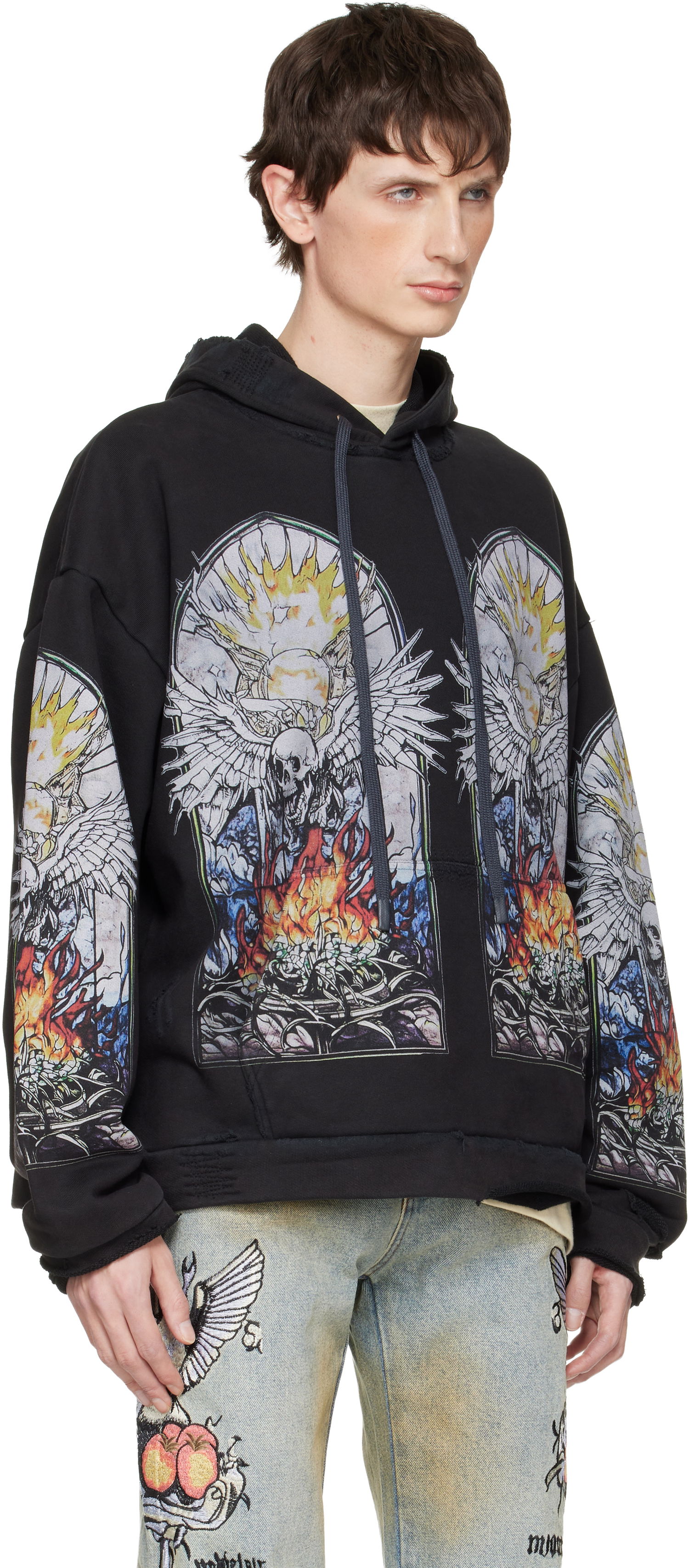 Суитчър Who Decides War Who Decides War Distressed Stained Glass Skull Hoodie Многоцветен | 1110570002FW25, 1