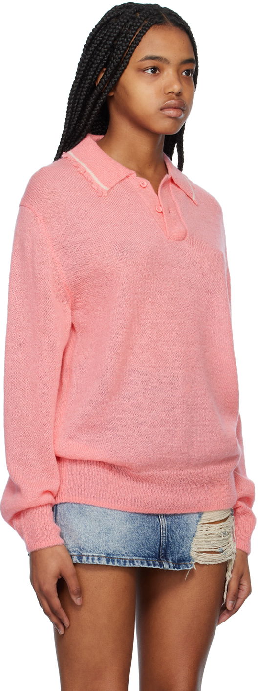 Поло тениска We11done Destroyed Knit Polo Розово | WD-KT1-23-665-U-PK, 1