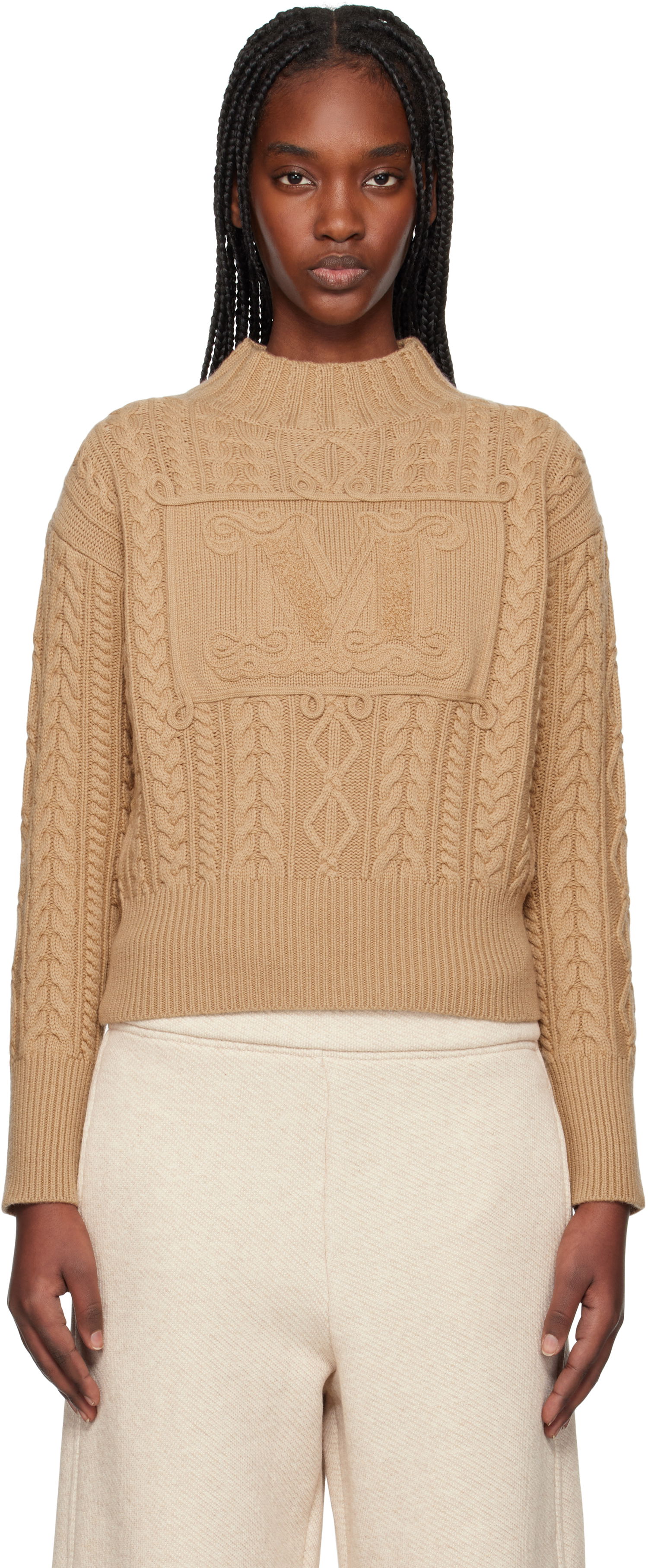 Пуловер Max Mara Max Mara Miranda Cable Knit Sweater Кафяво | 2511361041600, 0