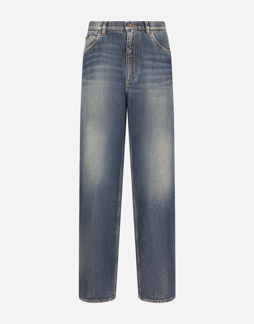 Дънки Dolce & Gabbana Oversize Washed Effect Denim Jeans Синьо | GWVNXDG8KY5S9001