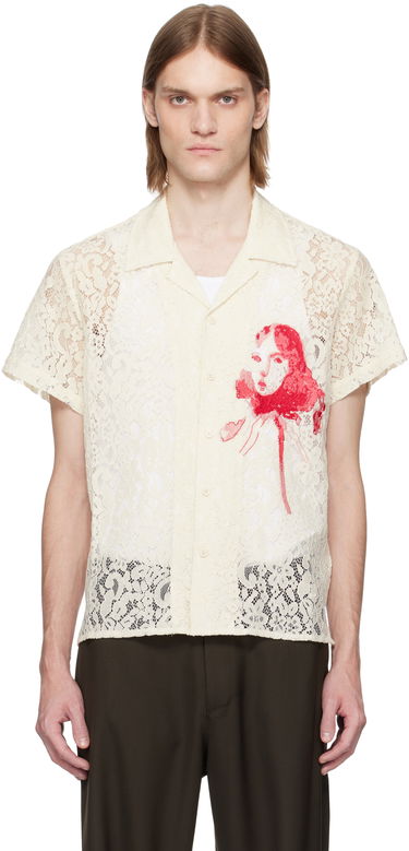 Риза KidSuper KidSuper Lace Girl Painting Shirt Бяло | SS25-SST-06, 0