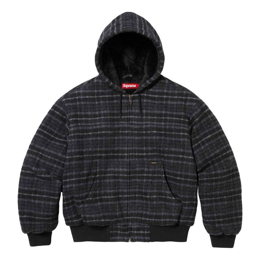 Яке бомбър Supreme Plaid Wool Hooded Work Jacket Черно | SUP-FW23-075
