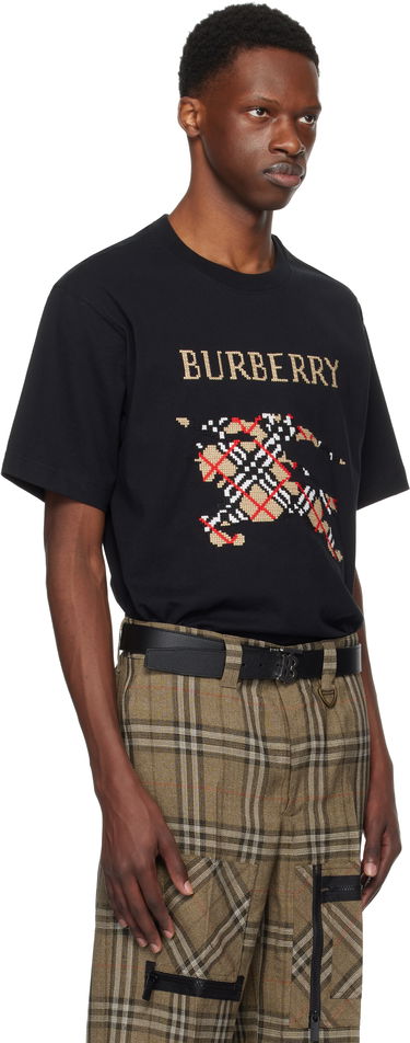 Тениска Burberry Cross Stitch Horseferry Print Cotton T-Shirt Черно | 8109021, 1
