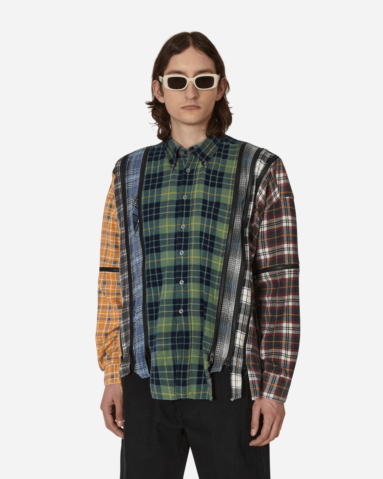 Риза Needles 7 Cuts Zipped Wide Flannel Shirt Зелено | MR343 1002, 0