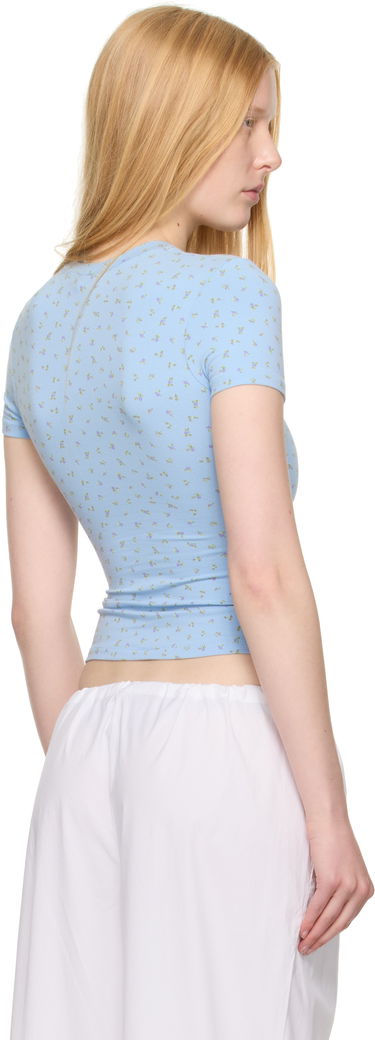 Тениска SKIMS SKIMS Cotton Jersey T-Shirt with Floral Print Синьо | SS-STT-9004W, 2