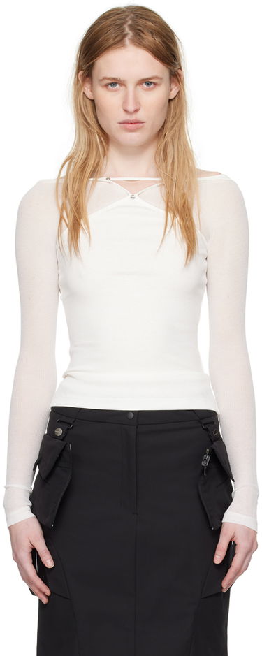 Потник Dion Lee Pierced Long Sleeve T-Shirt Бяло | C3186SS24, 0