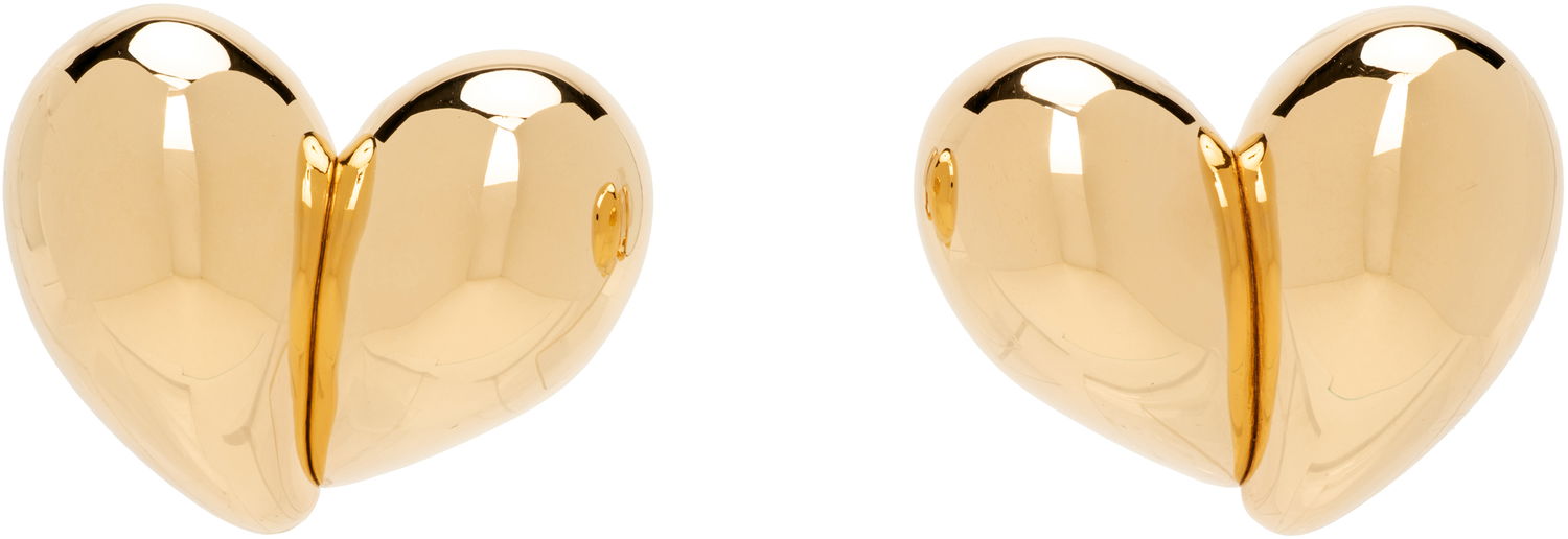 Обеци Bottega Veneta Bottega Veneta Gold Tone Split Heart Clip-On Earrings Жълто | 838156 VAHU0, 0