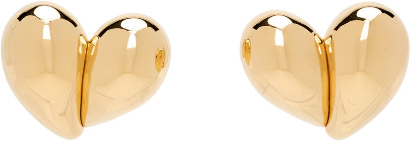Обеци Bottega Veneta Bottega Veneta Gold Tone Split Heart Clip-On Earrings Жълто | 838156 VAHU0