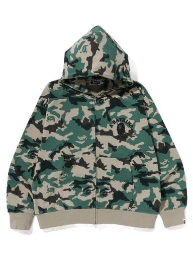 Суитчър BAPE Woodland Camo Loose Fit Full Zip Hoodie Зелено | 1J30-115-006