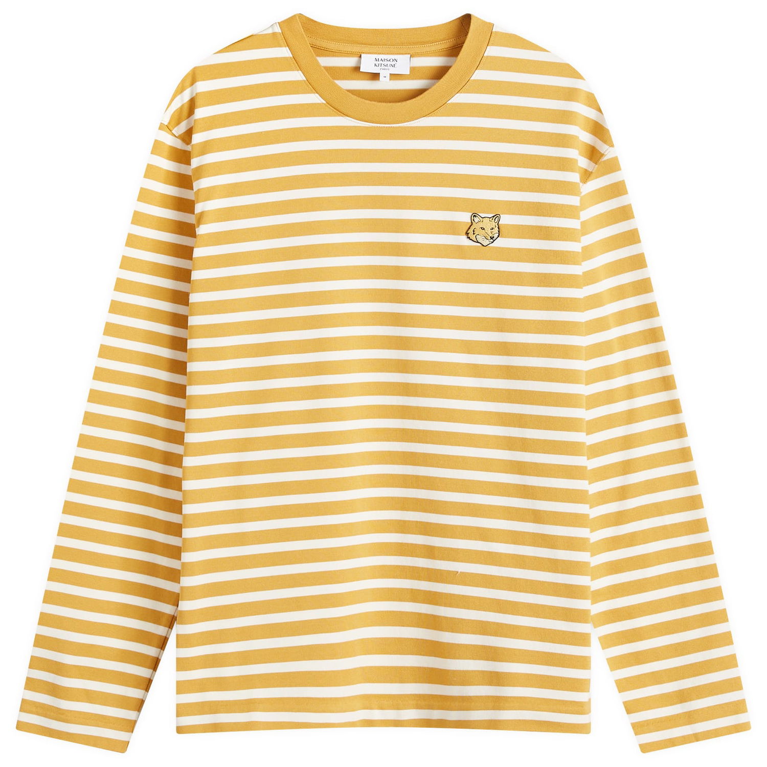 Тениска MAISON KITSUNÉ Maison Kitsuné Fox Head Marin Long Sleeve T-Shirt, Size Large Жълто | NM00106KJ0044-B762, 1