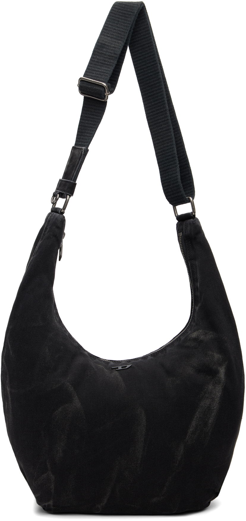 Чанта през рамо Diesel Rave X Washed Denim Crescent Shoulder Bag Черно | X10414-P4485-T8013