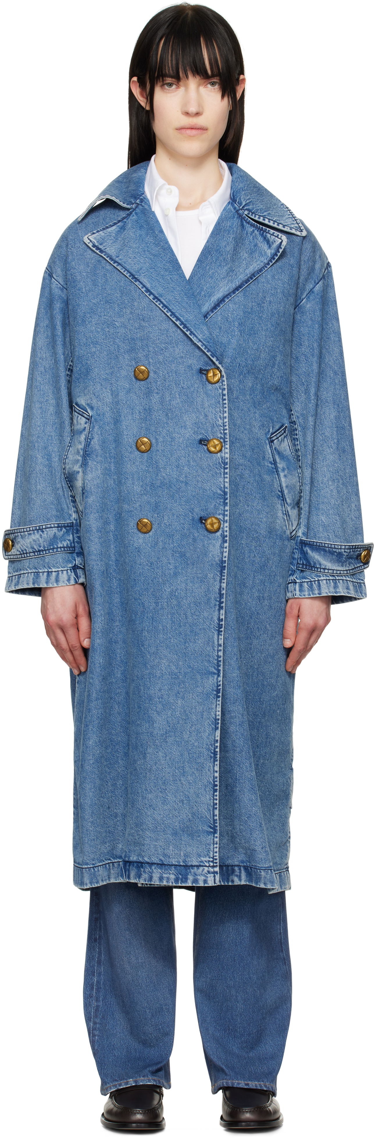 Тренчкот rag & bone rag & bone Featherweight Alora Denim Trench Coat Синьо | WDD25S1498FWBE, 0