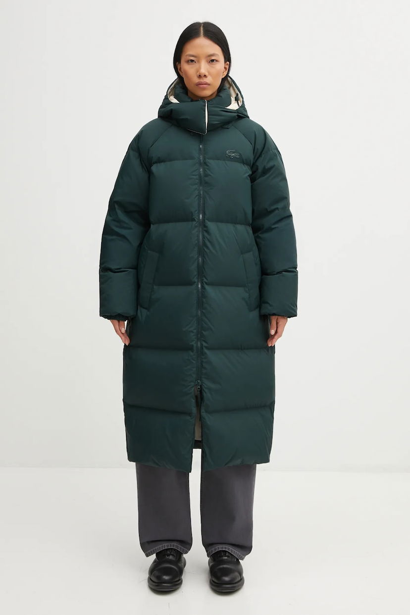 Пухо яке Lacoste Long Winter Down Padded Hooded Coat Зелено | BF9001
