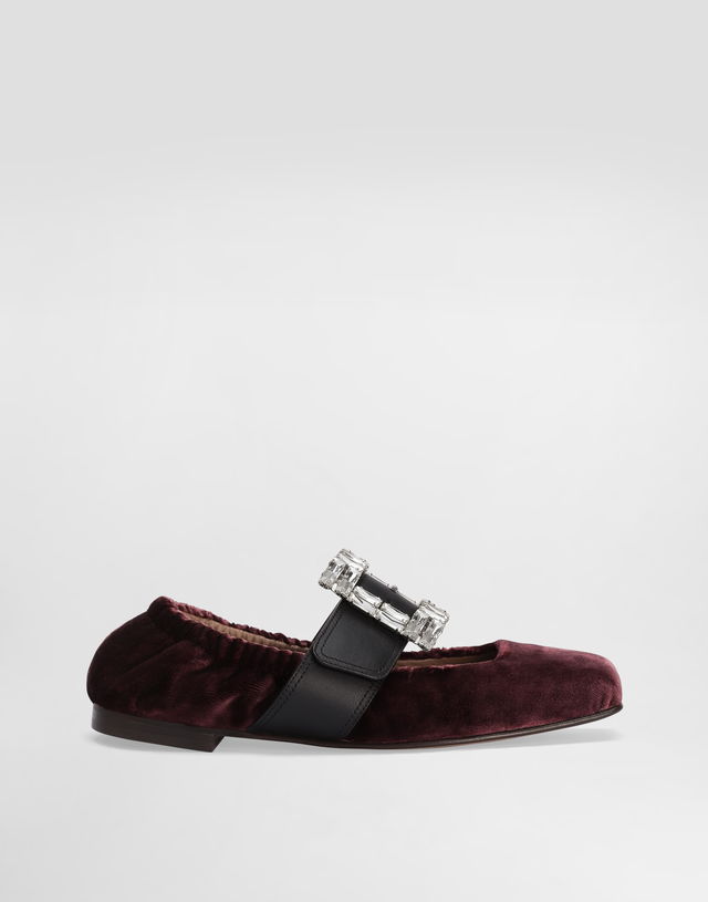 Dolce & Gabbana Velvet Ballet Flats with Jeweled Buckle