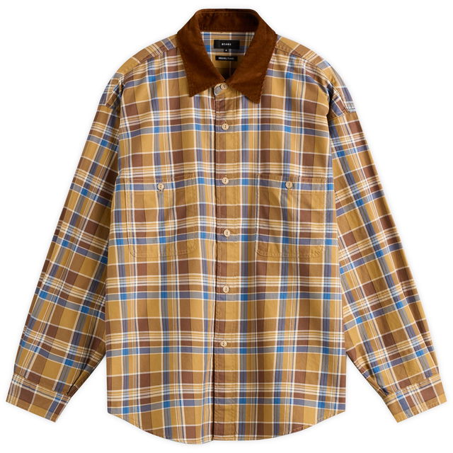 Corduroy Collar Check Work Shirt, Size Small