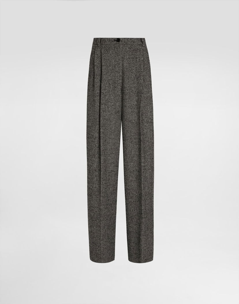 Панталони Dolce & Gabbana Dolce & Gabbana Wool Blend Dotted Print Trousers Сиво | FTC3MTFMZATS8030