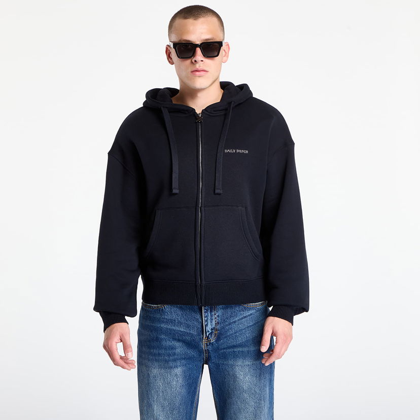 Суитчър DAILY PAPER Sweatshirt Boxy Zip Up Hoodie Black Черно | 2521072