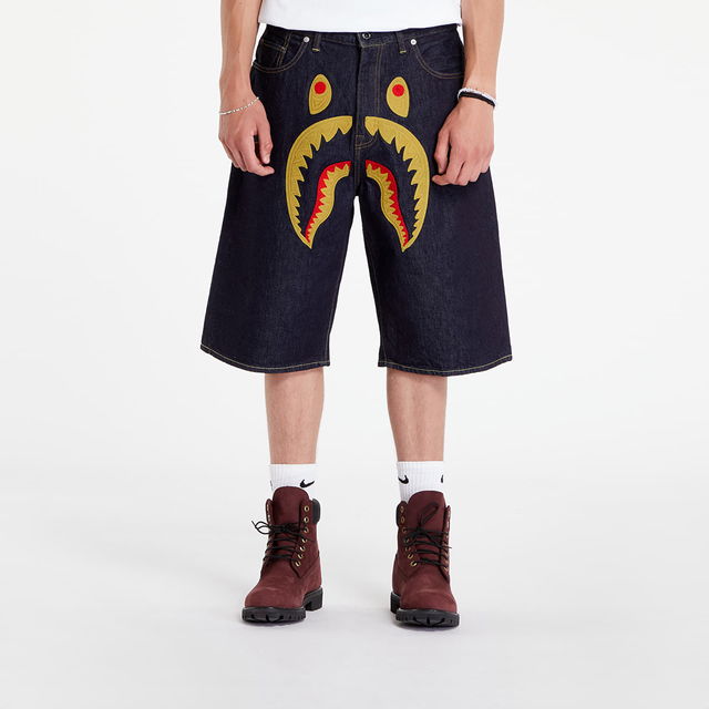 A BATHING APE Shark Denim Shorts Indigo