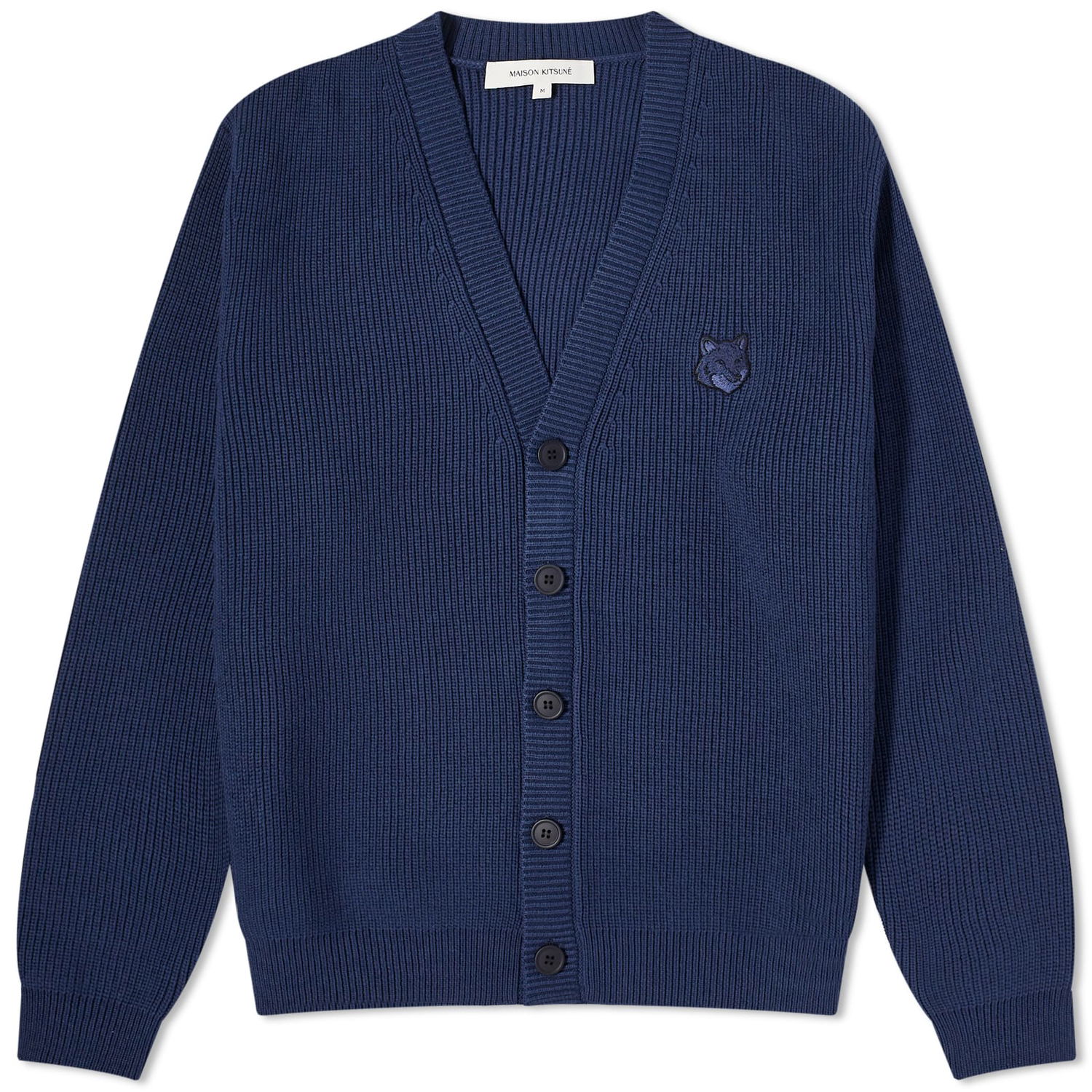 Пуловер MAISON KITSUNÉ Maison Kitsuné Bold Fox Head Ribbed Cardigan Тъмно синьо | MM00506KT1098-P476, 0