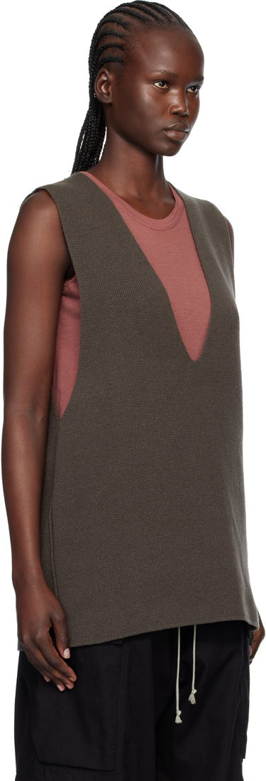 Потник Rick Owens Concordians Deep V-Neck Knit Tank Top with Ribbed Bandeau Черно | RP02E4658 CHWSR, 4