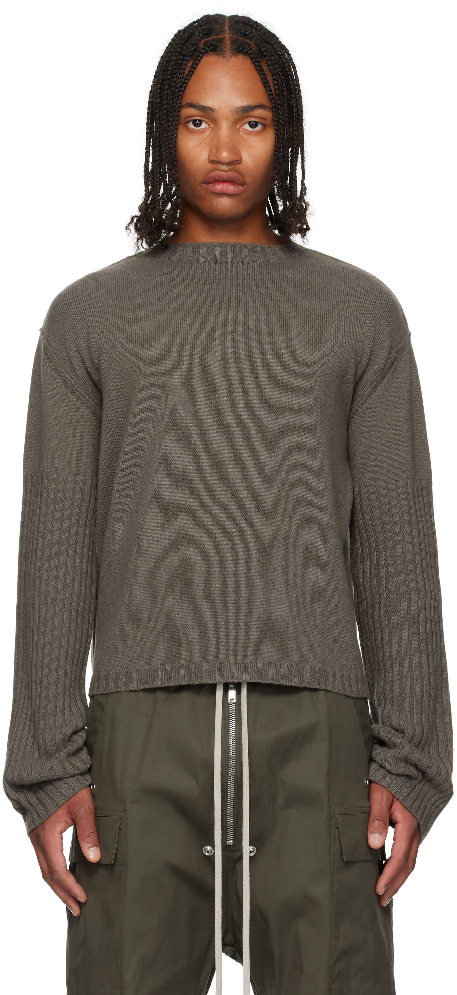 Пуловер Rick Owens Rick Owens Gray Concordians Round Neck Sweater Сиво | RU02E1665 KLWS, 0