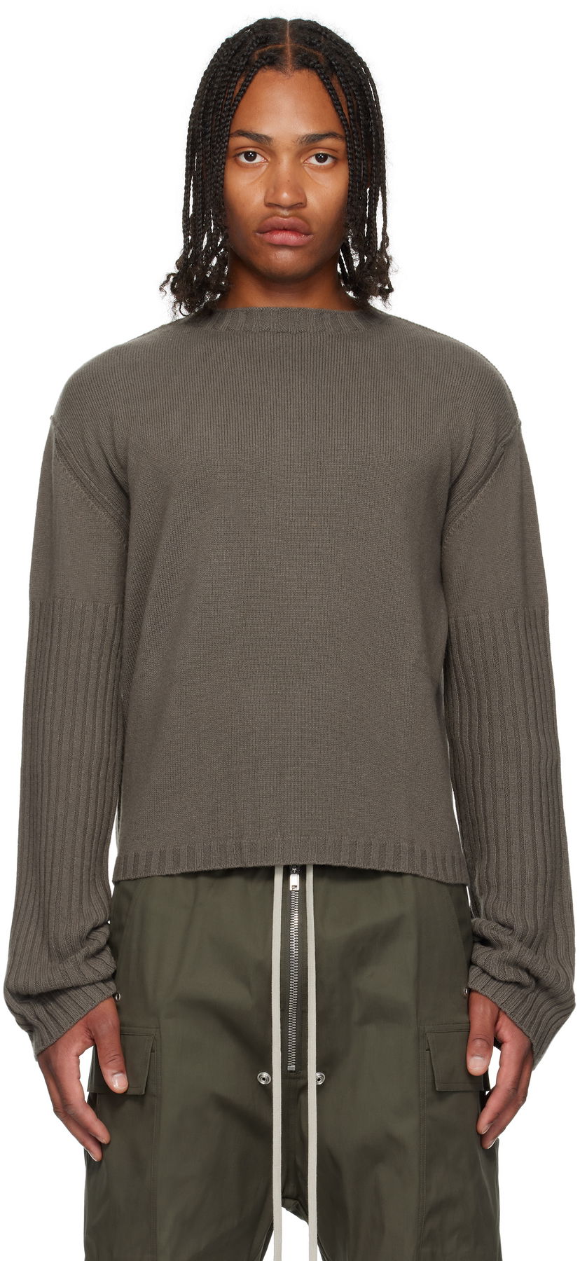 Пуловер Rick Owens Rick Owens Gray Concordians Round Neck Sweater Сиво | RU02E1665 KLWS