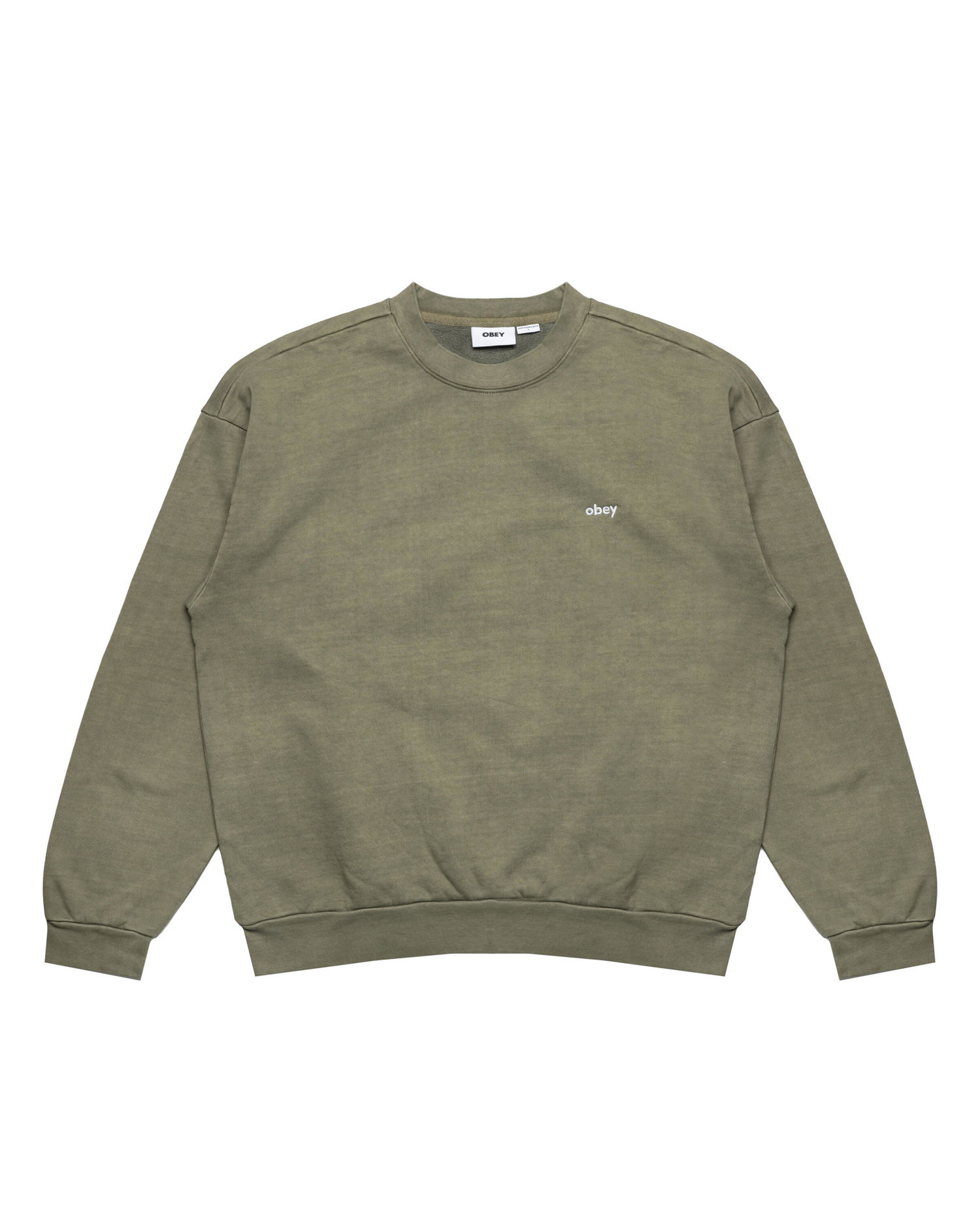 Суитчър OBEY Lowercase Pigment Dyed Crewneck Sweatshirt Зелено | 112480138-DLN, 0