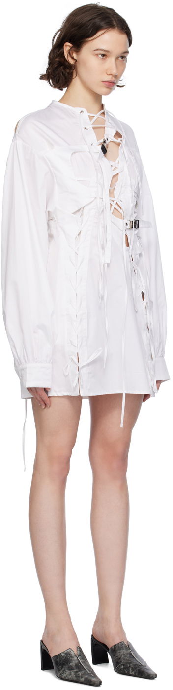 Pокля Ottolinger Ottolinger Lace-Up Mini Dress Бяло | 1100301, 1