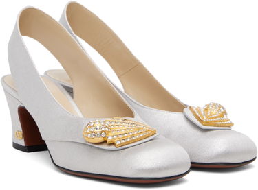 Кецове и обувки Valentino Adamantine Slingback Glitter Fabric Heels Металик | 7W2S0MJ8PHI, 3