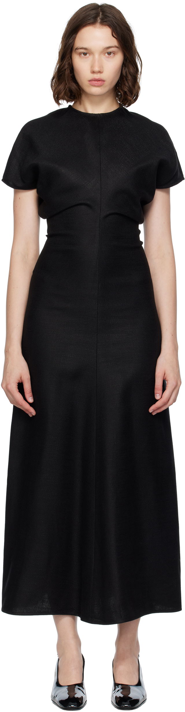 TOTEME Slouch Waist Basketweave Midi Dress