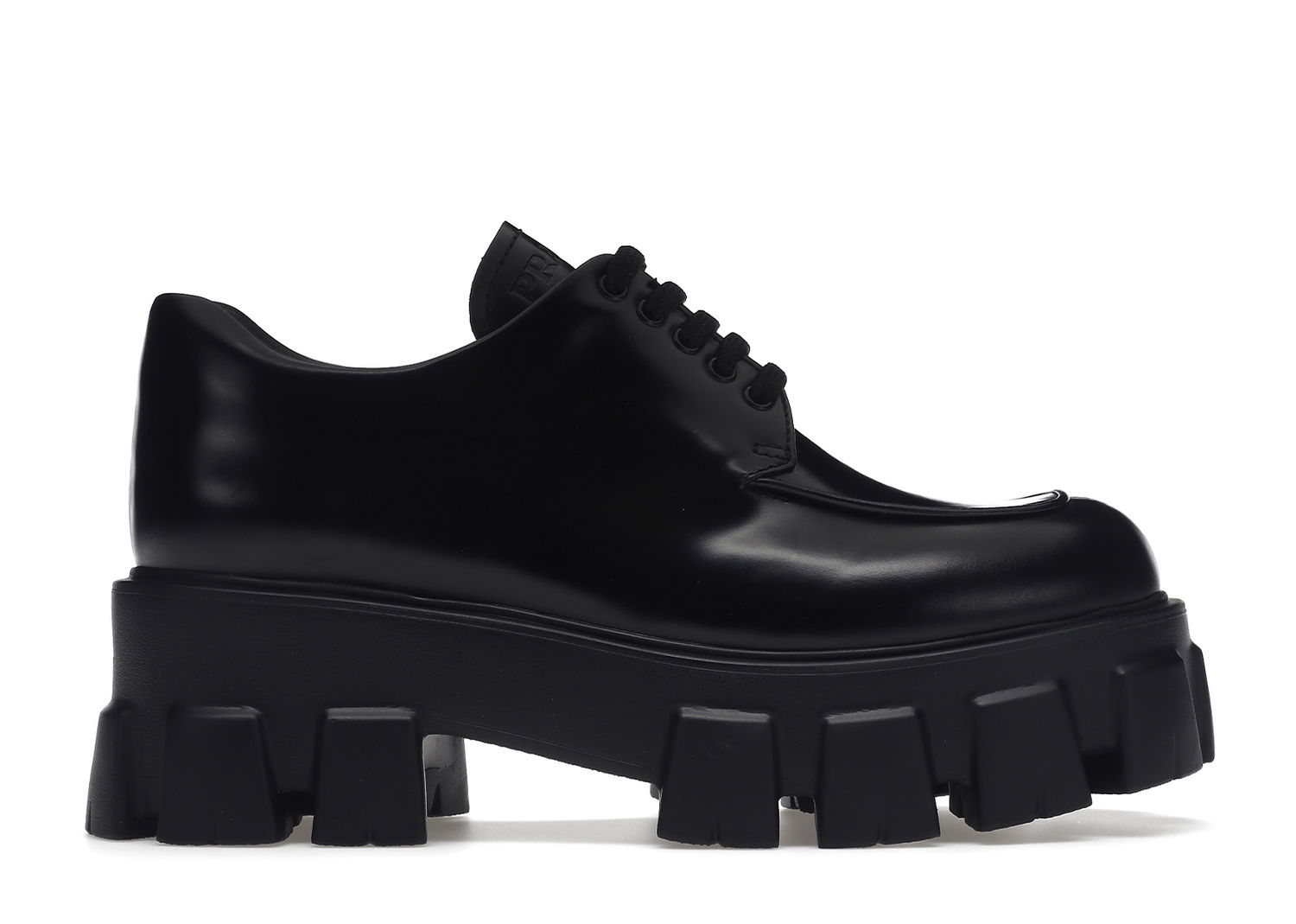 Кецове и обувки Prada Monolith 55mm Lace Up Loafer Black Brushed Leather Черно | 1E708L_B4L_F0002_F_B055, 0