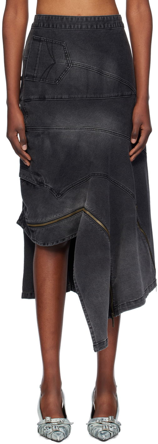 Пола Feng Chen Wang Feng Chen Wang Deconstructed Denim Midi Skirt Сиво | FWF18SK04, 0