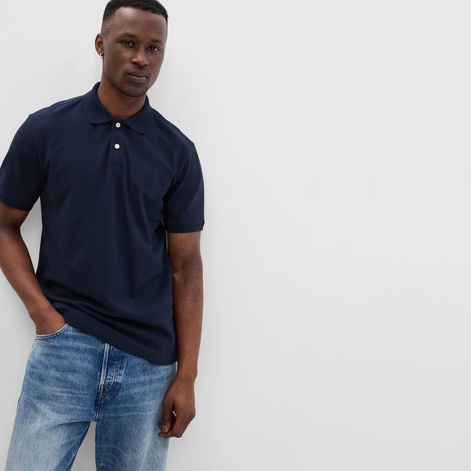 Поло тениска GAP T-shirt Logo Polo Tapestry Navy S Черно | 586306-06, 1