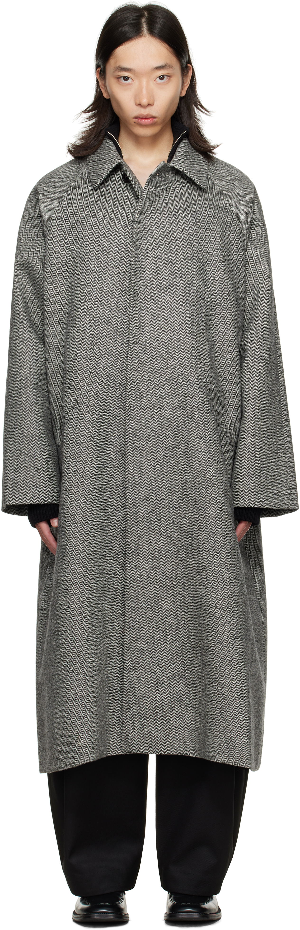 Палта sage NATION SAGE NATION Takeshi Herringbone Coat Сиво | S028 TAKESHI COAT WOOL BLACK A, 0